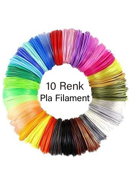 Korob 3D Kalem Yazıcı Için 10 Renk 100 Metre (10 x 10 Metre) Pla Filament