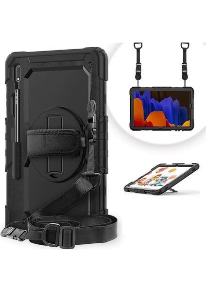 Samsung Galaxy Tab S9 +(Plus) Sm- X810 12,4 Uyumlu Kılıf Defender Askılı Zırh Tank Tablet Arka Kapak S