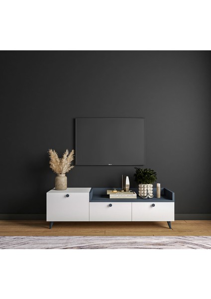 Easy Çift Renkli Tv Sehpası 140 cm 3 Kapaklı Tv Ünitesi