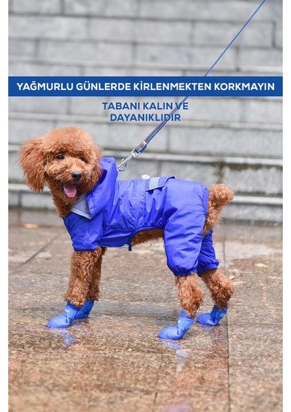 Silikon Su Geçirmez Kedi Köpek Ayakkabısı Kırmızı S Beden