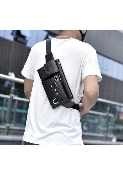 Spor Bel Çok Fonksiyonlu Dış Mekan Cep Telefonu Pu Erkek Crossbody Erkekler Için Bisiklet Bel Çanta (Yurt Dışından)