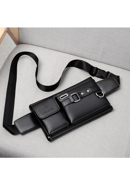 Spor Bel Çok Fonksiyonlu Dış Mekan Cep Telefonu Pu Erkek Crossbody Erkekler Için Bisiklet Bel Çanta (Yurt Dışından)