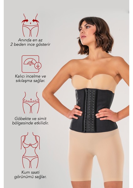 Owli Askısız Çelik Balenli Latex Doğum Sonrası Sarkma Önleyici Sıkılaştırıcı Abdominal Sauna Bel Korsesi Siyah modelleri