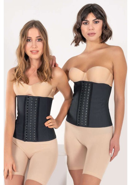 Owli Askısız Çelik Balenli Latex Doğum Sonrası Sarkma Önleyici Sıkılaştırıcı Abdominal Sauna Bel Korsesi Siyah indirimleri