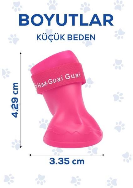 Silikon Su Geçirmez Kedi Köpek Ayakkabısı Pembe S Beden