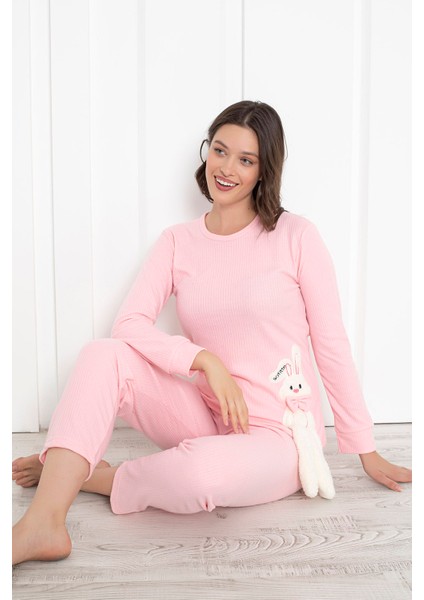 Fwn 4002 Interlok Kışlık Tavşanlı Kadın Pijama Takımı