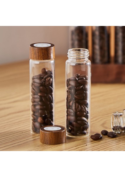 12 Adet Kahve Çekirdeği Depolama Tüpleri Kahve Çekirdeği Mahzeni Ahşap Teşhir Standı ve Huni Espresso Aksesuarları (Yurt Dışından)