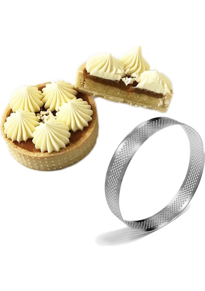20 cm Yuvarlak Paslanmaz Çelik Kek Delik Mousse Kek Tart Halkası Pizza Tatlı Dıy Dekor Kalıp Mutfak Pişirme Aracı (Yurt Dışından)