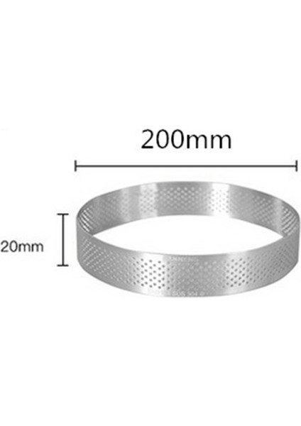 20 cm Yuvarlak Paslanmaz Çelik Kek Delik Mousse Kek Tart Halkası Pizza Tatlı Dıy Dekor Kalıp Mutfak Pişirme Aracı (Yurt Dışından)