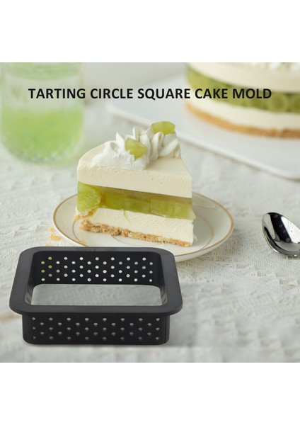 10 Adet Kare Tart Yüzükler Isıya Dayanıklı Delikli Kek Mus Halkası Yapışmaz Bakeware Tart Mini Kek Kalıbı Kek Yüzükleri (Yurt Dışından)