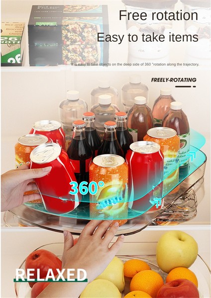 Buzdolabı Için Depolama Döner Tablası, Şeffaf Döner Buzdolabı Tembel Pikap Organizatör, Buzdolabı, Kiler, Dolap Için (Yurt Dışından) indirimleri