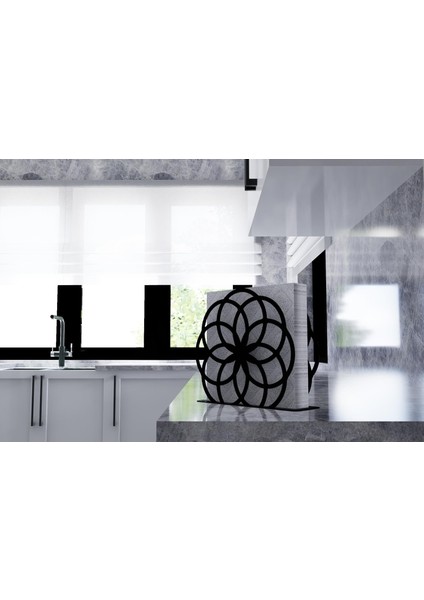 Motif Model-1 Metal Desenli Peçetelik - Siyah