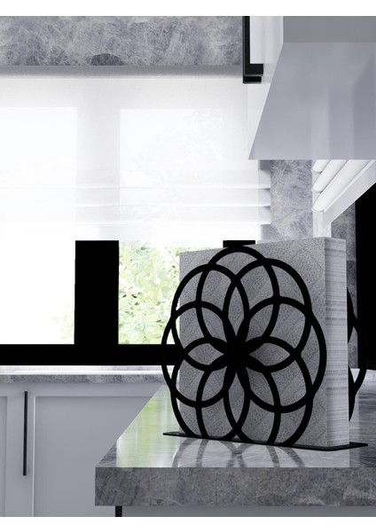 Motif Model-1 Metal Desenli Peçetelik - Siyah
