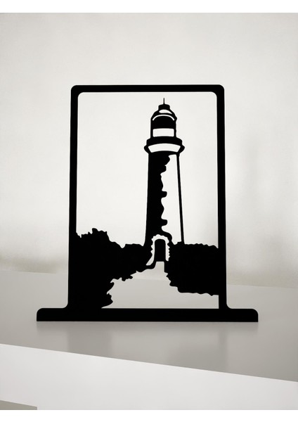 Deniz Feneri Metal Masa Süsü - Biblo - Siyah