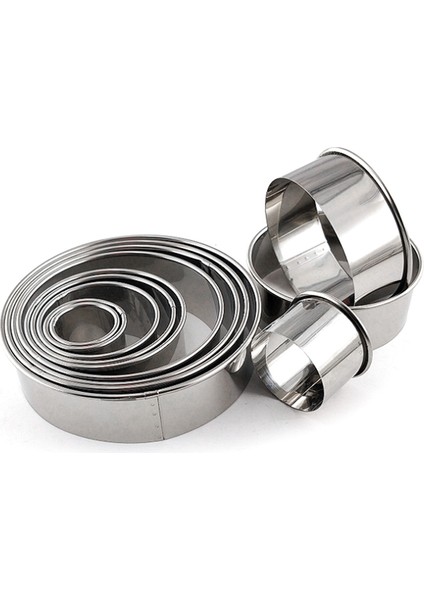 12 Adet Paslanmaz Çelik Yuvarlak Kek Kalıbı Pişirme Köpüğü Halkası Pizza Pişirme Kurabiye Kesici Dıy Kek Halkası Araçları (Yurt Dışından)