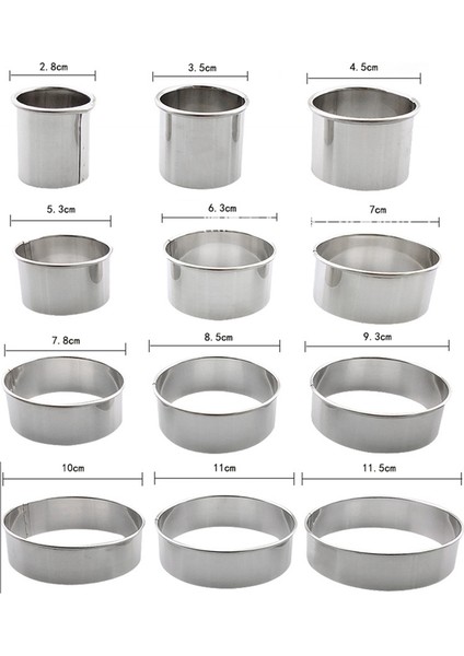 12 Adet Paslanmaz Çelik Yuvarlak Kek Kalıbı Pişirme Köpüğü Halkası Pizza Pişirme Kurabiye Kesici Dıy Kek Halkası Araçları (Yurt Dışından) fiyatları