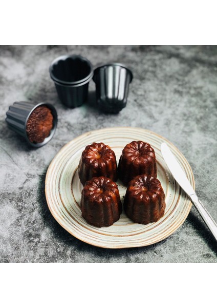 Cannele Kalıp, Cannele Muffin Kalıbı, 6'lı Yapışmaz Cannele Kalıp Gri-Siyah Canneles (Yurt Dışından)