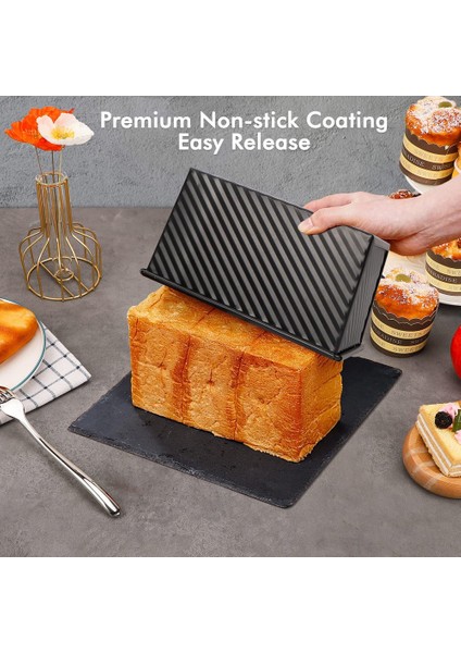 Somun Tava 2 Paket, Yapışmaz Ekmek Tavası Kapaklı Karbon Çelik Ekmek Tost Kutusu Kalıbı Bakeware Ekmek Için Kapaklı (Yurt Dışından)