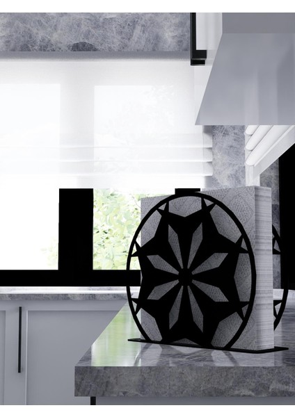 Motif Model-3 Metal Desenli Peçetelik - Siyah