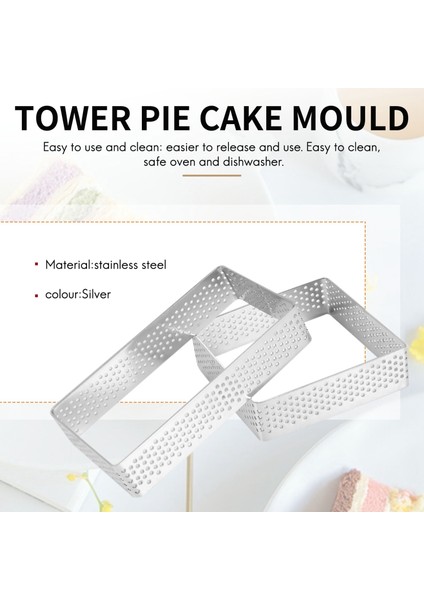 5'li Paket Paslanmaz Çelik Tart Halkası, Isıya Dayanıklı Delikli Kek Musluk Halkası, 5 Şekil (Yurt Dışından)