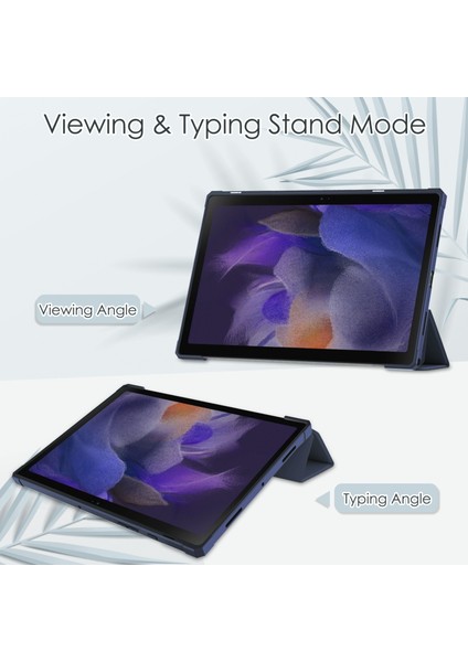 Samsung Galaxy Tab Için Deri Tablet Kılıfı A8 2021 SM-X205 Blue (Yurt Dışından)