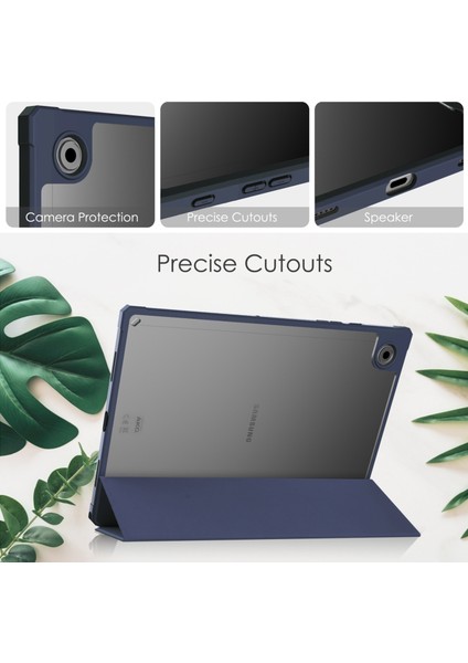 Samsung Galaxy Tab Için Deri Tablet Kılıfı A8 2021 SM-X205 Blue (Yurt Dışından)