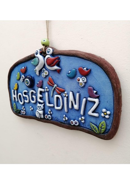 Özel Tasarım Kuş Süslemeli Hoşgeldiniz Yazısı Seramik Bahçe Dekorasyon Kapı Önü Aksesuar fiyatları