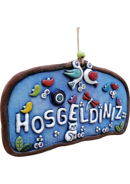 Özel Tasarım Kuş Süslemeli Hoşgeldiniz Yazısı Seramik Bahçe Dekorasyon Kapı Önü Aksesuar modelleri