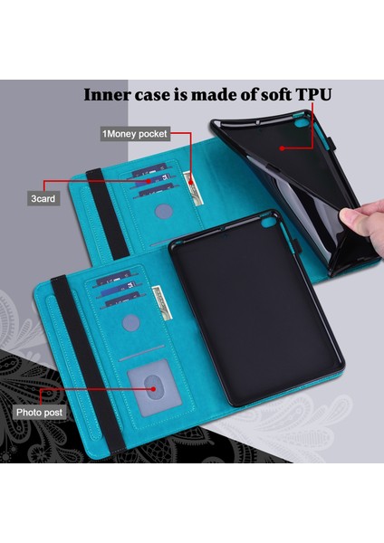 Lace Flower Pu Case For Lenovo Tab K10 (Mavi) (Yurt Dışından)