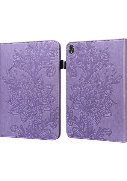 Lace Flower Pu Case For Lenovo Tab K10 (Mor) (Yurt Dışından)