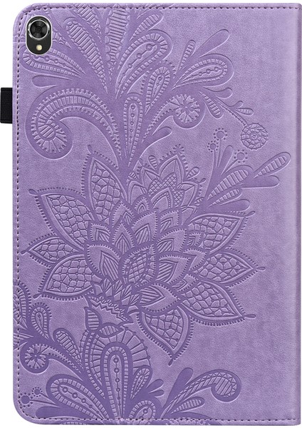 Lace Flower Pu Case For Lenovo Tab K10 (Mor) (Yurt Dışından)