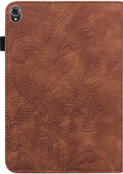 Lace Flower Pu Case For Lenovo Tab K10 (Kahverengi) (Yurt Dışından)