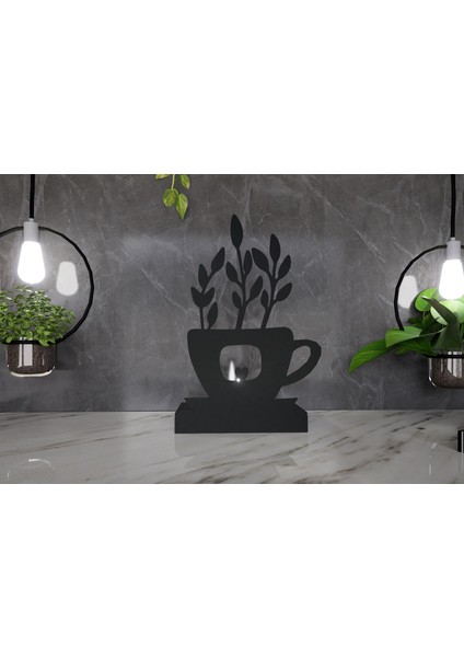 Flower Model - 6 Tekli Metal Mumluk - Siyah