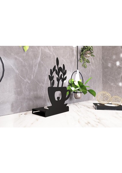 Flower Model - 6 Tekli Metal Mumluk - Siyah