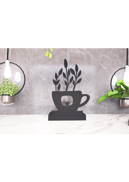 Flower Model - 6 Tekli Metal Mumluk - Siyah