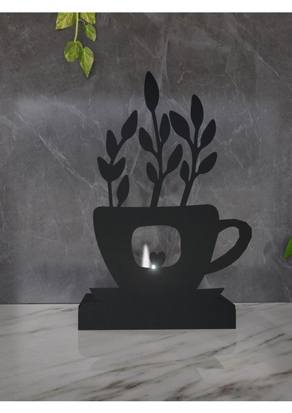 Flower Model - 6 Tekli Metal Mumluk - Siyah