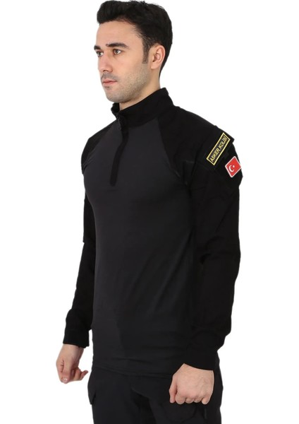 Erkek Siyah Combat Operasyon Taktik T Shirt modelleri