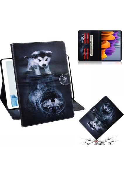 Samsung Galaxy Tab S7 T870 (2020) Deri Kılıf Kurt ve Köpek (Yurt Dışından)