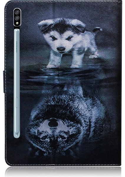 Samsung Galaxy Tab S7 T870 (2020) Deri Kılıf Kurt ve Köpek (Yurt Dışından)