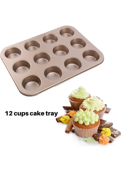 Adet Muffin Kalıbı 12-Cup Fırın Tepsisi Yapışmaz Cupcake Fırın Tepsisi, Karbon Çelik Muffin Tepsisi Pişirme Kalıp Tava Fırın Pişirme Için (Yurt Dışından)