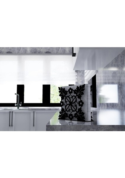 Motif Model-9 Metal Desenli Peçetelik - Siyah