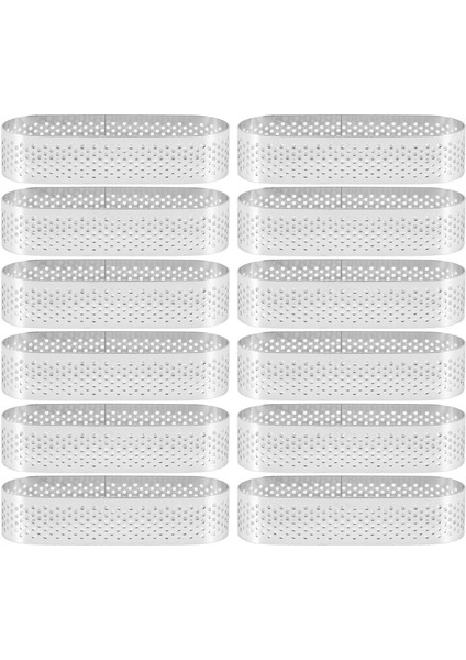 12 Adet Oval Tartlet Fransız Tatlı Mus Meyveli Turta Tart Yüzük Kiş Kek Kalıbı, Paslanmaz Çelik Tart Mus Halkası (Yurt Dışından)