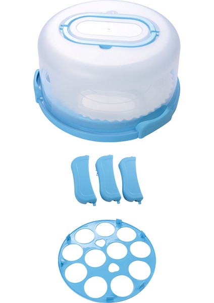 Kapaklı ve Saplı Kek Cupcake Taşıyıcı + Kubbeli Kek Standı Plakası Kapaklı 10 Inç Yuvarlak Kek Kabı Tutucu Mavi (Yurt Dışından) modelleri