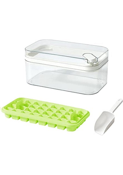 Kapaklı ve Hazneli Ice-Cube Tepsisi, Dondurucu Için Ice-Cube Tepsileri, 32 Parça Ice-Cube Kalıbı (Yeşil) (Yurt Dışından)