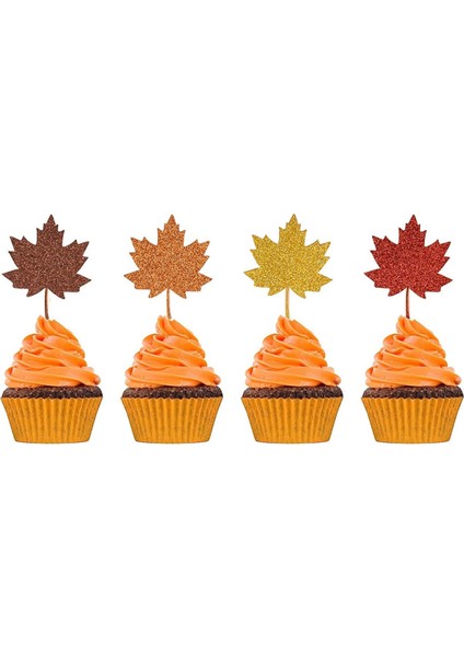 36 Pcs Glitter Akçaağaç Yaprağı Cupcake Toppers Güz Tema Cupcake Seçtikleri Hasat Parti Kek Süslemeleri Malzemeleri Karışık Renkler (Yurt Dışından) fiyatları