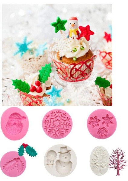 6 Adet Dıy Reçine Kristal Epoksi Kalıp Noel Ağacı Noel Kar Çiçek Kolye Çanta Dekorasyon Reçine Silikon Kalıp (Yurt Dışından)