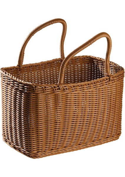 Sepet Dokuma Hasır Sepetler Piknik Kolu Depolama Rattan Pazar Çiçek Kolları Saman Meyve Hediye Alışveriş El Çantası (Yurt Dışından)