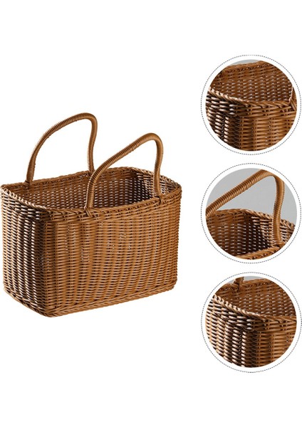 Sepet Dokuma Hasır Sepetler Piknik Kolu Depolama Rattan Pazar Çiçek Kolları Saman Meyve Hediye Alışveriş El Çantası (Yurt Dışından) modelleri