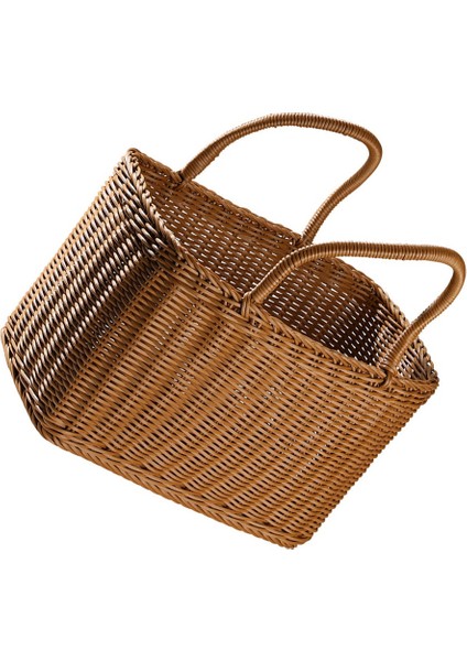 Sepet Dokuma Hasır Sepetler Piknik Kolu Depolama Rattan Pazar Çiçek Kolları Saman Meyve Hediye Alışveriş El Çantası (Yurt Dışından) fırsatları