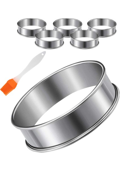 6 Parça Ingiliz Muffin Yüzükler, Muffin Tart Yüzükler Çift Haddelenmiş Tart Yüzük Paslanmaz Çelik Crumpet Yüzükler Kek Kalıbı (Yurt Dışından)